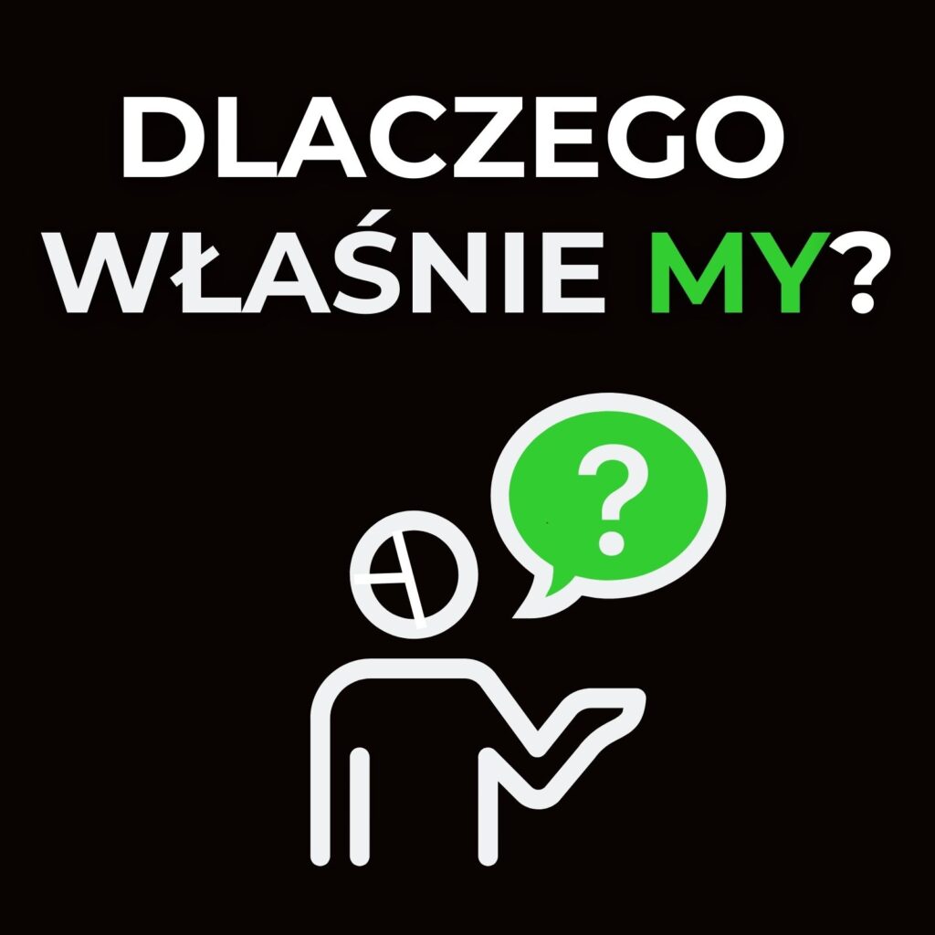 Sylwetka osoby z uniesioną ręką wskazującą na dymek wypowiedzi ze znakiem zapytania.
